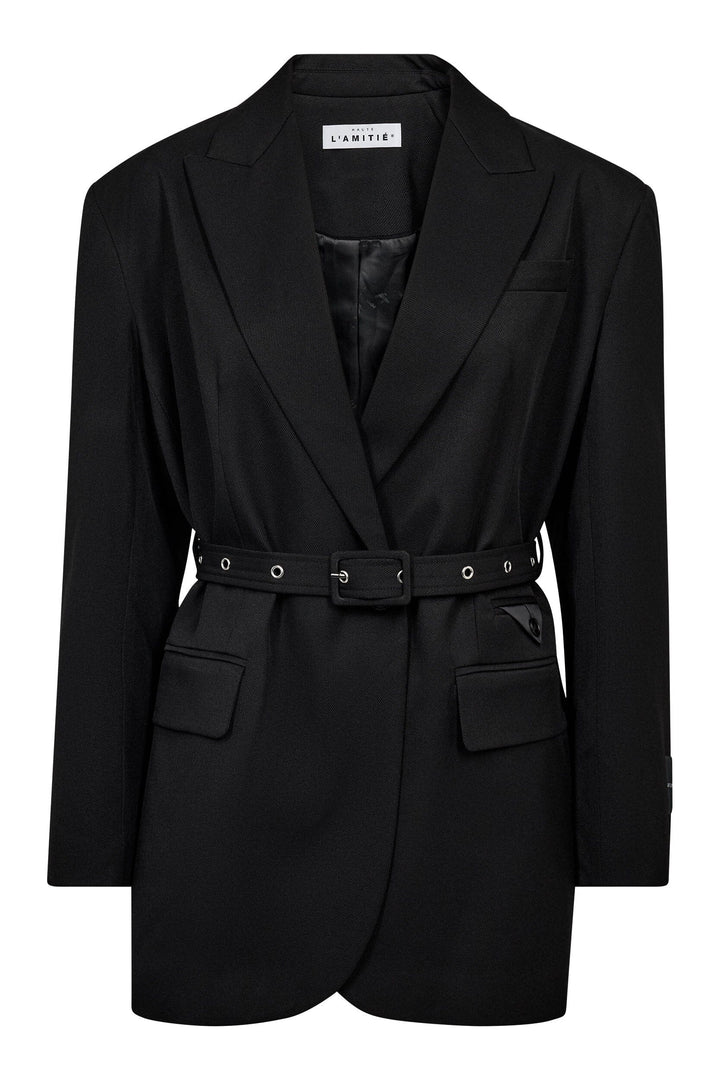 Haute L'Amitié - Premiere Oversize Belt Blazer HL10706 - Black Blazere 