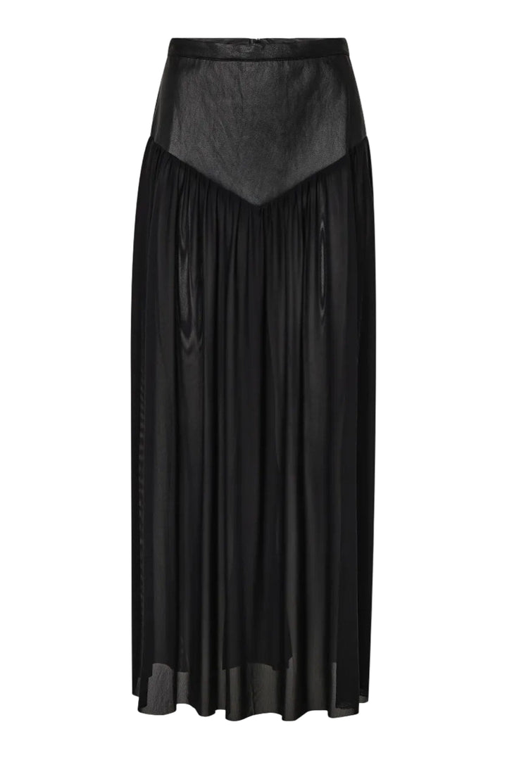 Haute L'Amitié - Pu Gather Mesh Skirt Hl10969 - Black Nederdele 