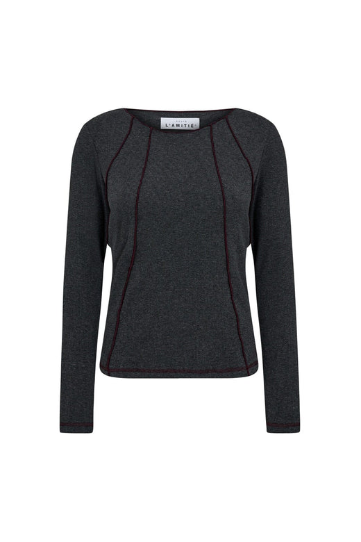 Haute L'Amitié - Reverse Seam Rib Blouse HL10012 - Antracit Melange