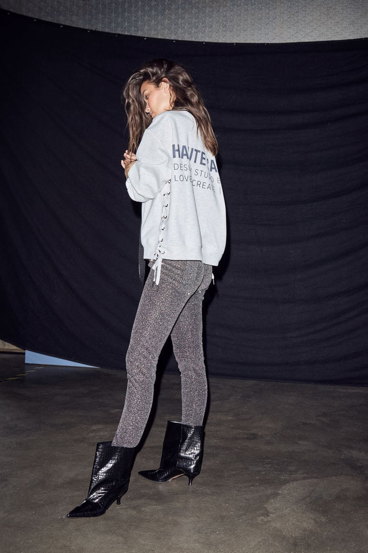 Haute L'Amitié - Rock Glitter Leggings Hl10999 - Black Bukser 