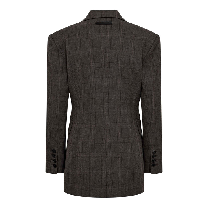 Haute L'Amitié - Waist Fit Check Blazer HL10844 - Mocca Blazere 