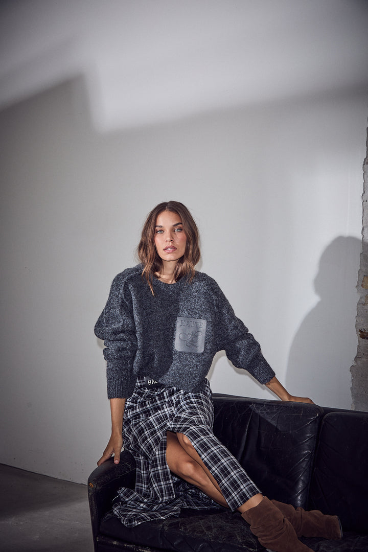 Haute L'Amitié - Iris Gather Check Skirt HL10855 - Black Check