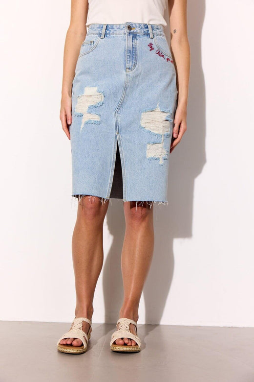 Hunkøn - Kenna Denim Skirt 26021 - Light Denim Nederdele 