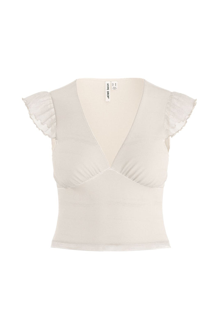 Hypedrop - Hdbente Cropped Deep-V Top 32001141 - 5242682 - Gardenia
