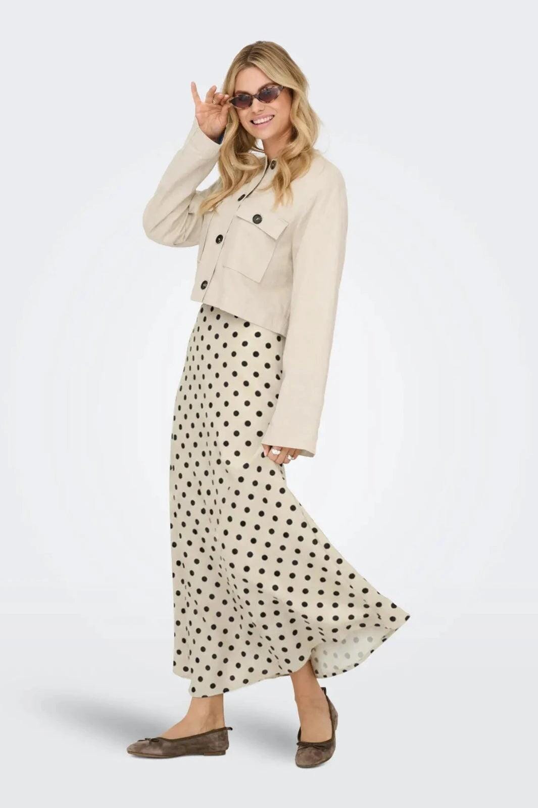 JDY - Jdyaya Maxi Skirt Dia - 5056549 Whitecap Gray Chocolate Torte Dot Nederdele 