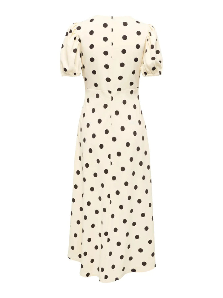 JDY - Jdyaya S/S Midi Dress Dia - 5056548 Whitecap Gray Chocolate Torte Dot Kjoler 