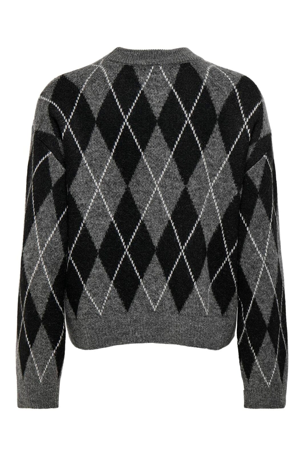 JDY - Jdybianka L/S Argyle Pullover Knt - 5093933 Dark Grey Melange Argyle
