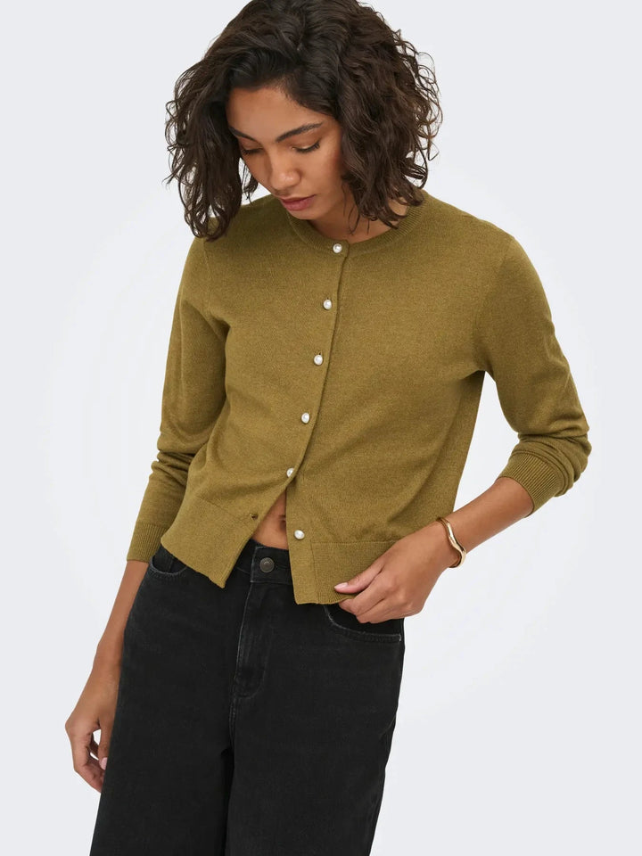 JDY - Jdybodil L/S Pearl Button Cardigan Knt - 5043411 Butternut Melange Cardigans 