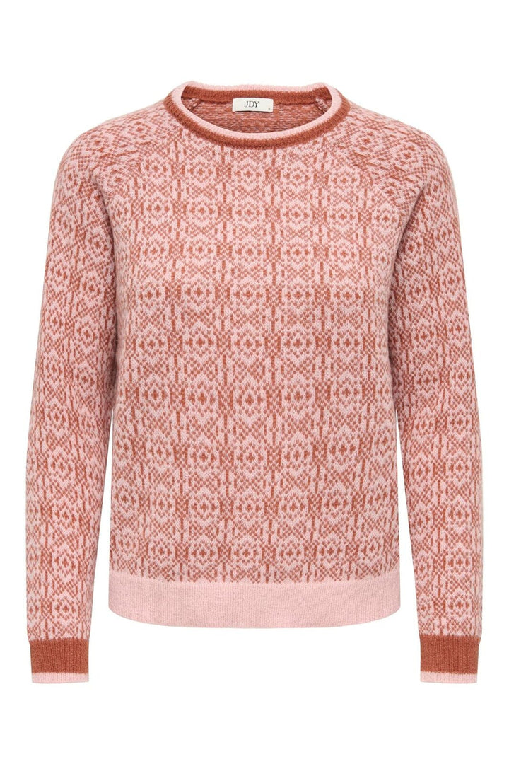 JDY - Jdybryn Life L/S Oneck Jacq Pullover Knt - 5049958 Peachskin W. Chutney Jacq.