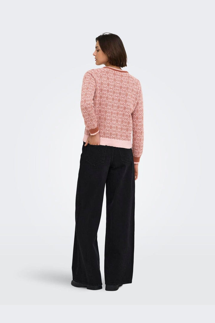 JDY - Jdybryn Life L/S Oneck Jacq Pullover Knt - 5049958 Peachskin W. Chutney Jacq.
