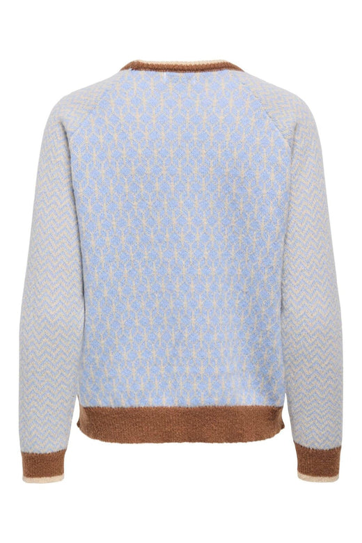 JDY - Jdybryn Life L/S Oneck Jacq Pullover Knt - 5054652 Crème Brûlée W. Toffee/Open Air Jacq.
