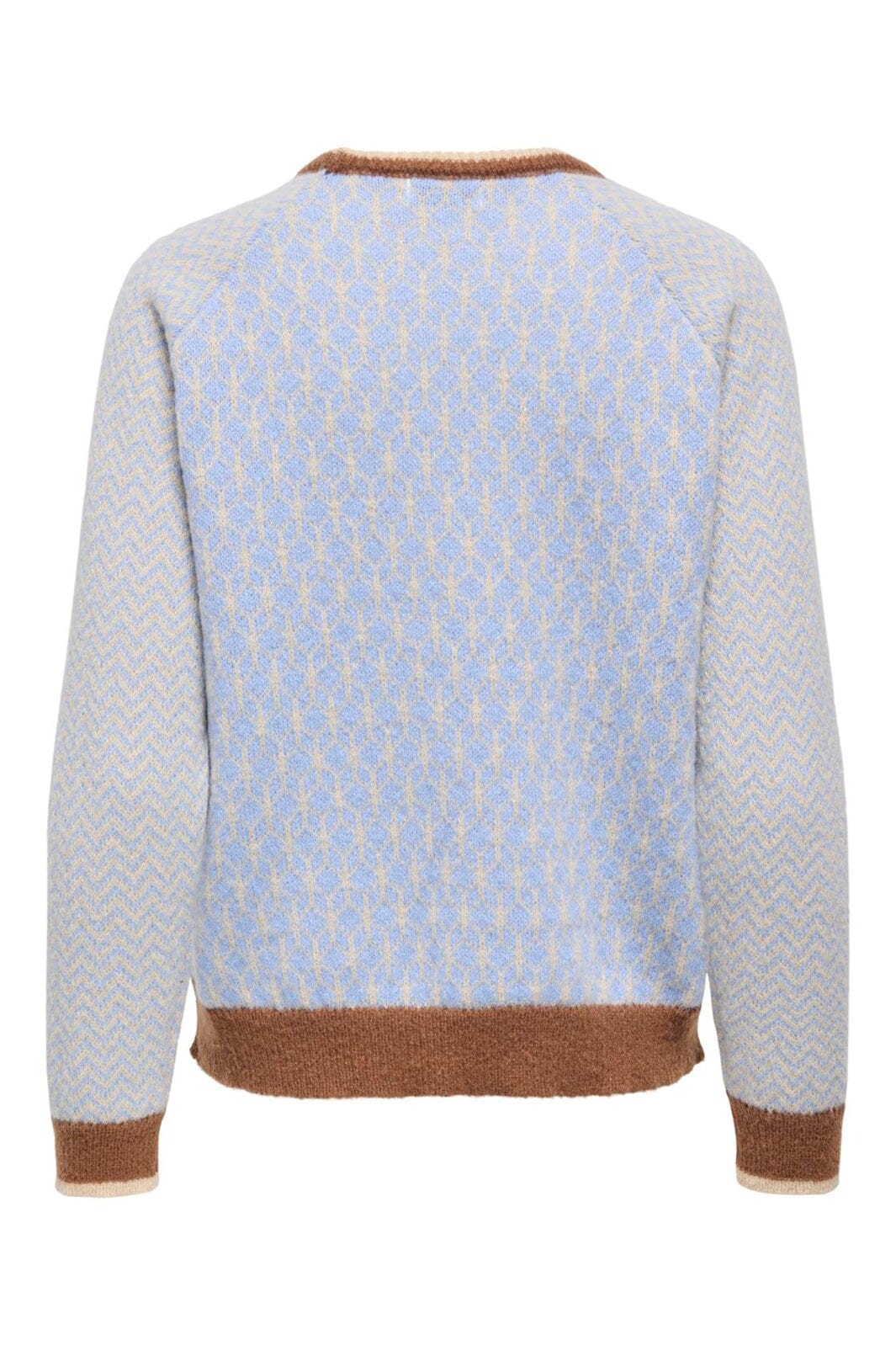 JDY - Jdybryn Life L/S Oneck Jacq Pullover Knt - 5054652 Crème Brûlée W. Toffee/Open Air Jacq.