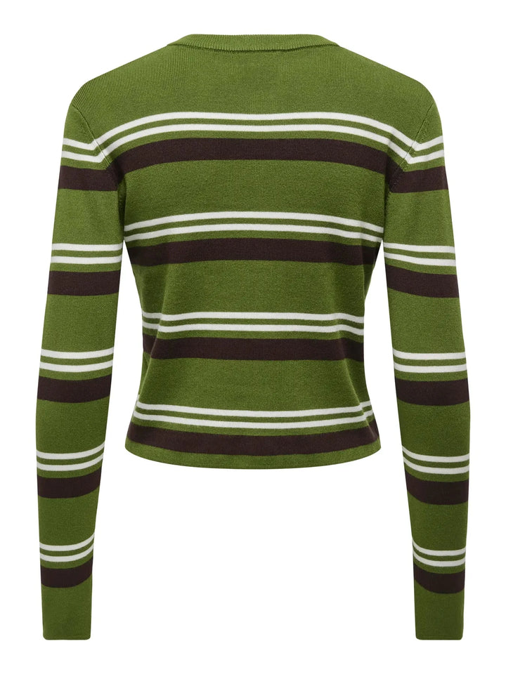JDY - Jdyemmie L/S O-Neck Stripe Cardigan Knt - 5068549 Cedar Green W. Coffee Bean / Egret Cardigans 