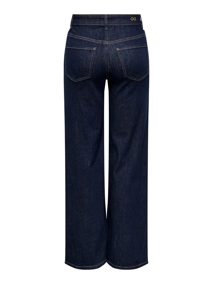 JDY - Jdyfelina-Fina Wide Rinse Jnsdnm - 4840357 Dark Blue Denim Rinse Blue Denim Jeans 