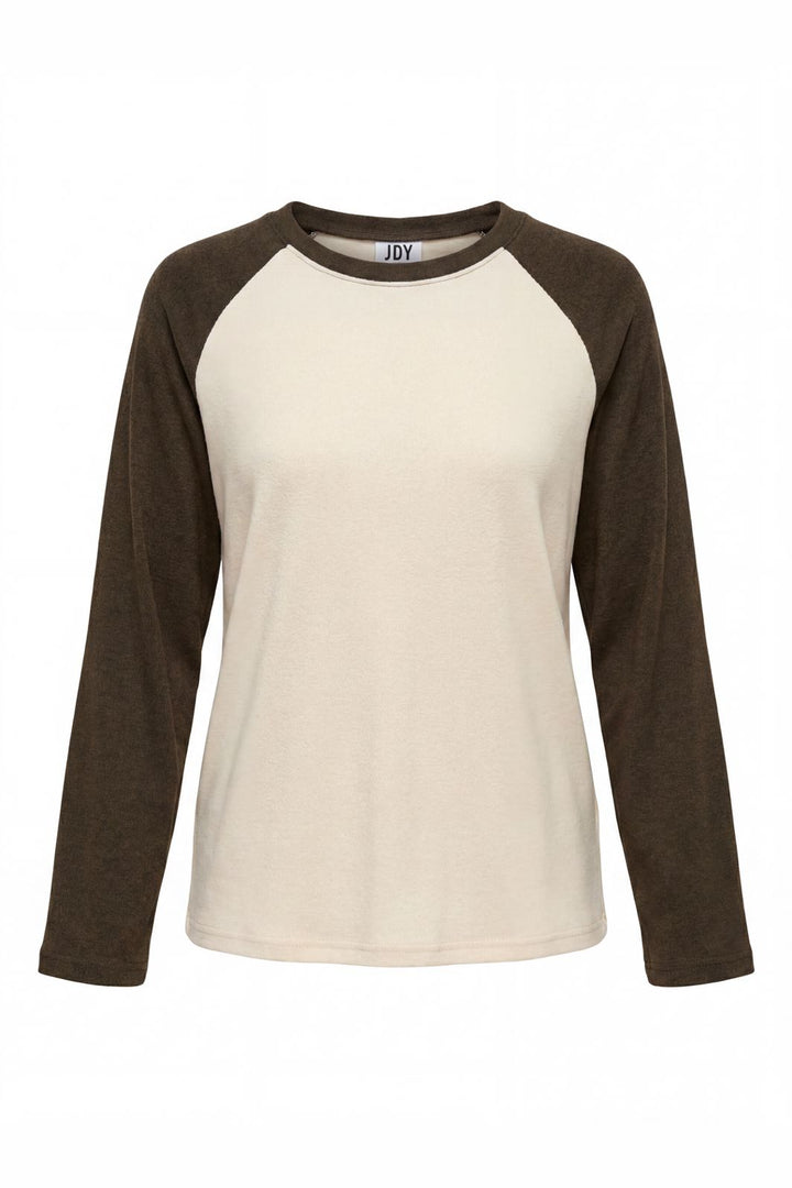 JDY - Jdyjeanett L/S Raglan Contrast Top - 5218443 Antique White Black Olive Contrast