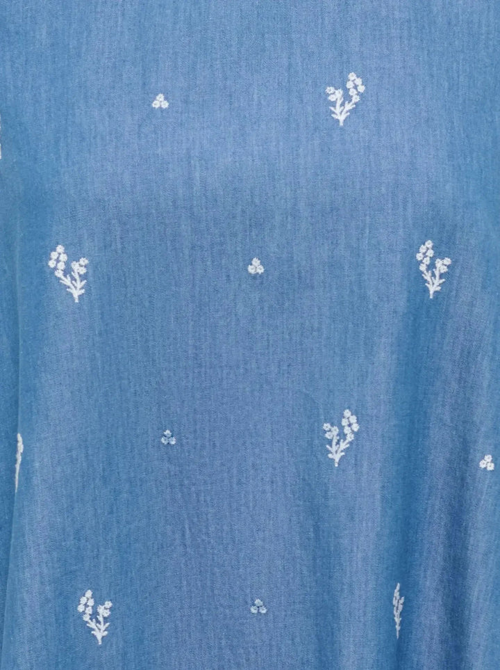 JDY - Jdykai S/L Dress Dia - 5049517 Light Blue Denim Cloud Dancer Emb Kjoler 