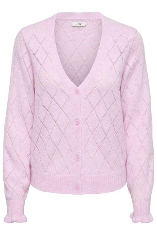 JDY - Jdyletty L/S V-Neck Struc Cardi Knt - 4963471 Pink Lady Melange Cardigans 