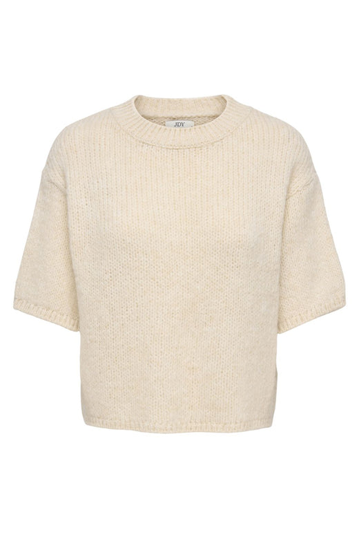 JDY - Jdylinea S/S Pullover O-Neck Knt - 4988040 Birch Strikbluser 
