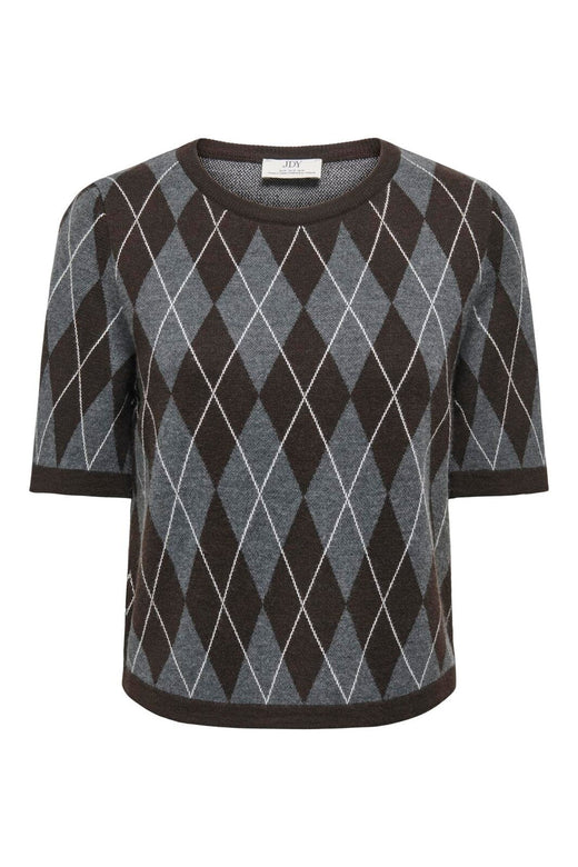 JDY - Jdymaggy S/S Argyle Pullover Knt - 5102815 Dark Grey Melange Chocolate Torte & Cd