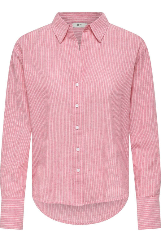 JDY - Jdymila L/S Loose Linen Shirt Dia - 4968390 Calypso Coral Cloud Dancer Skjorter 