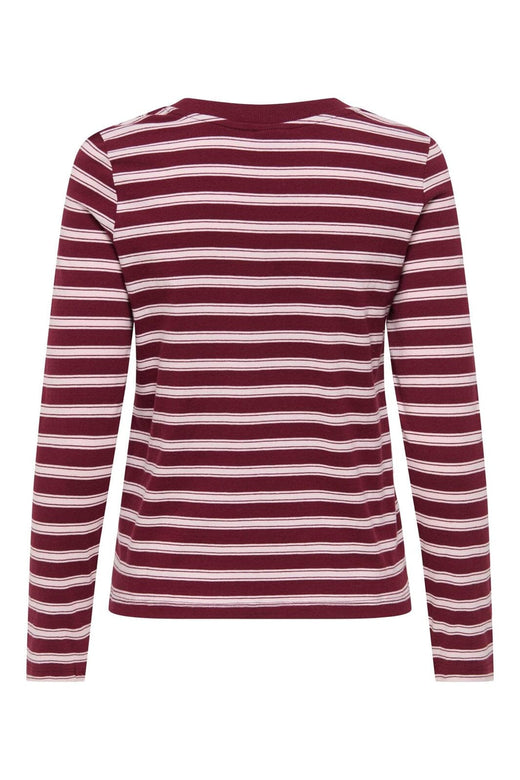 JDY - Jdypisa L/S Print Top - 5212487 Windsor Wine Chelsea Stripe + Bs Heart