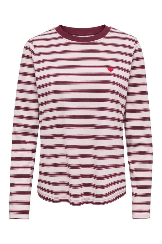 JDY - Jdypisa L/S Print Top - 5212488 Chalk Pink Chelsea Stripe + Bs Heart