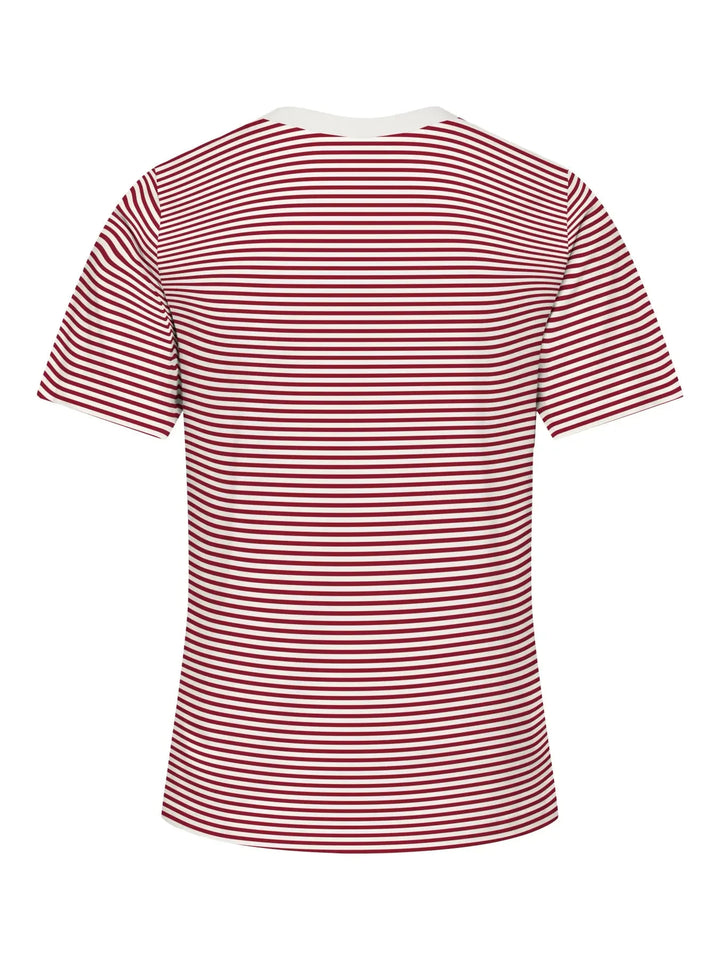 JDY - Jdypisa S/S Print Top - 4984885 Cloud Dancer Rhubarb Stripes And Bs Heart T-shirts 