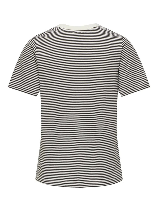 JDY - Jdypisa S/S Print Top - 4984887 Cloud Dancer Chicory Coffee Stripes And Pink Dogwood Heart T-shirts 