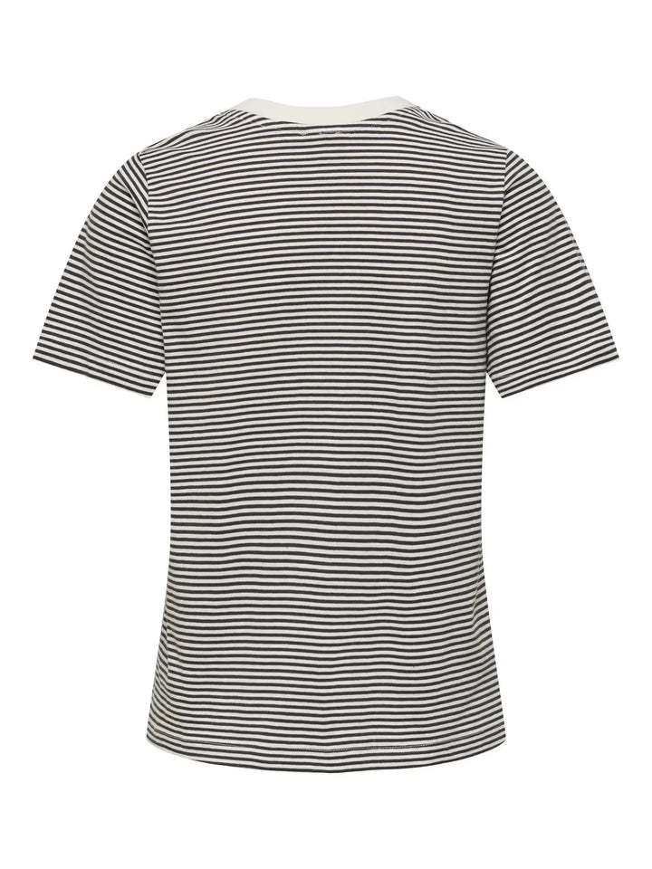 JDY - Jdypisa S/S Print Top - 4984887 Cloud Dancer Chicory Coffee Stripes And Pink Dogwood Heart T-shirts 