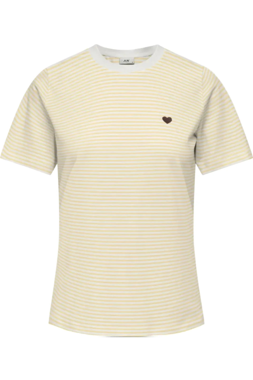 JDY - Jdypisa S/S Print Top - 5048773 Cloud Dancer Double Cream Stripes + Chicory Coffee Heart T-shirts 