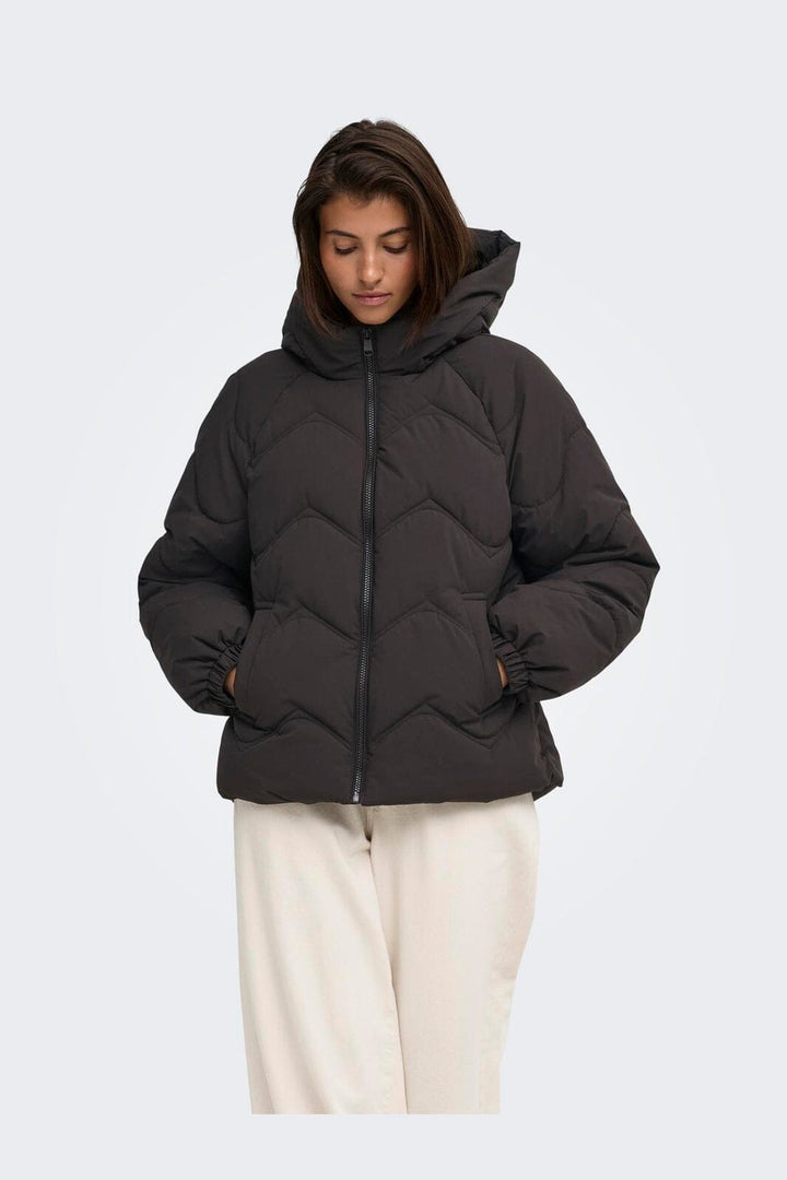 JDY - Jdypower Short Hood Puffer Hab - 5102619 Chocolate Torte