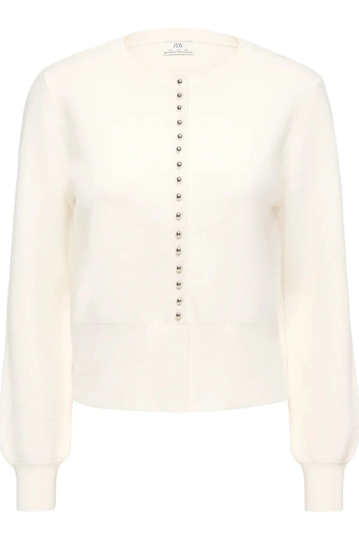 JDY - Jdyprime Life L/S O-Neck Button Card Knt - 5020623 Cloud Dancer Strikbluser 