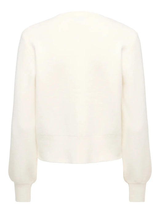 JDY - Jdyprime Life L/S O-Neck Button Card Knt - 5020623 Cloud Dancer Strikbluser 