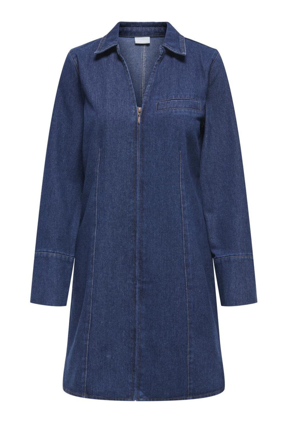 JDY - Jdysally Zip Stitch L/S Dress - 4874354 Dark Blue Denim