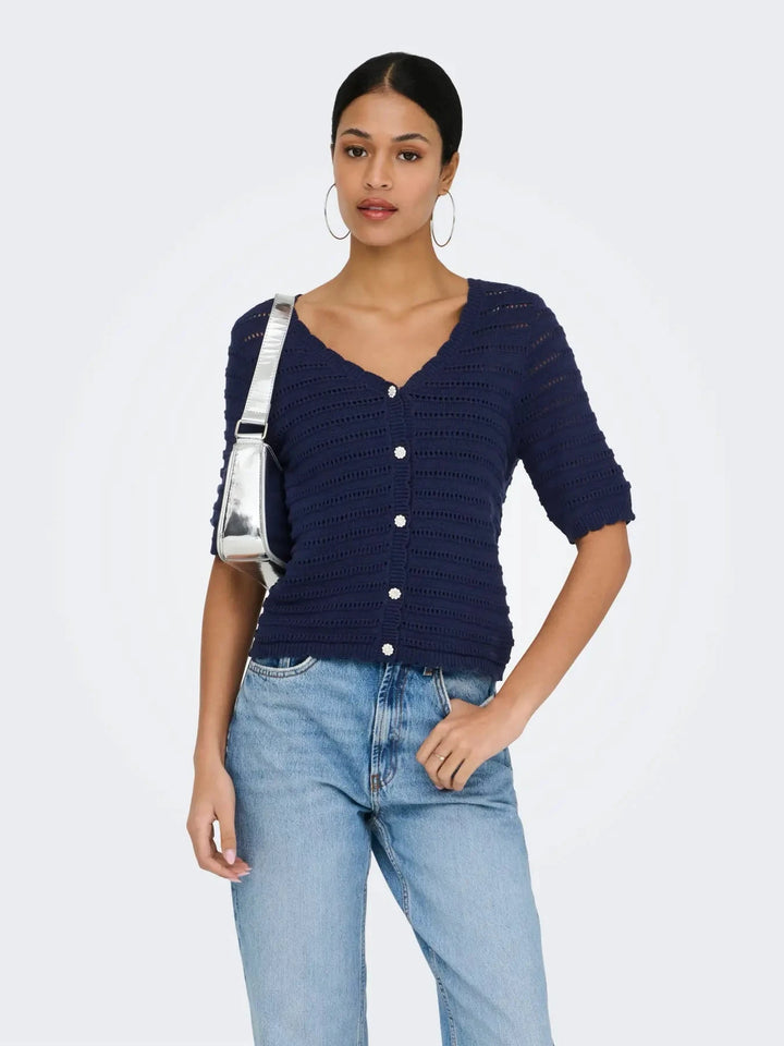 JDY - Jdytanja 2/4 V-Neck Cardigan Knt - 5020380 Black Iris Cardigans 