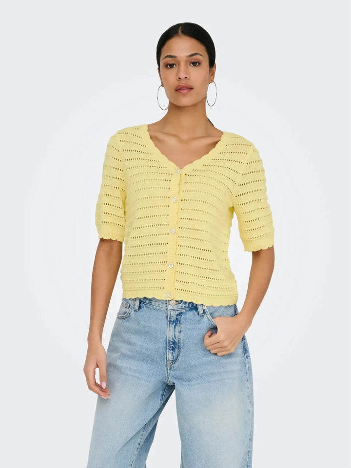 JDY - Jdytanja 2/4 V-Neck Cardigan Knt - 5020381 Double Cream Cardigans 