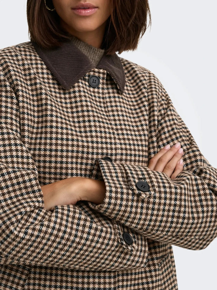 JDY - Jdyvalerie Check Coat Yfm - 5044326 Iced Coffee Black And Chocolate Torte Frakker 