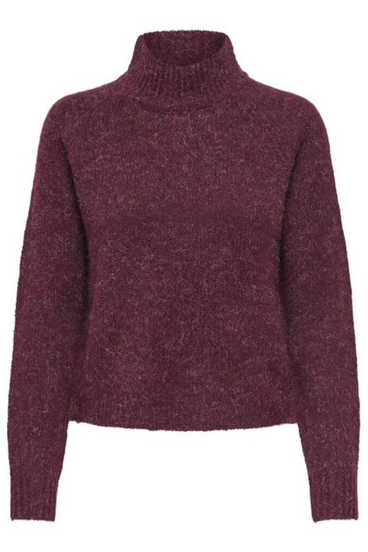 JDY - Jdyzoey Life L/S Hn Raglan Pul Knt - 4890258 Maroon Banner Melange Strikbluser 