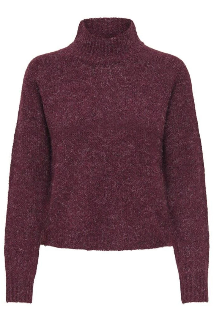 JDY - Jdyzoey Life L/S Hn Raglan Pul Knt - 4890258 Maroon Banner Melange Strikbluser 