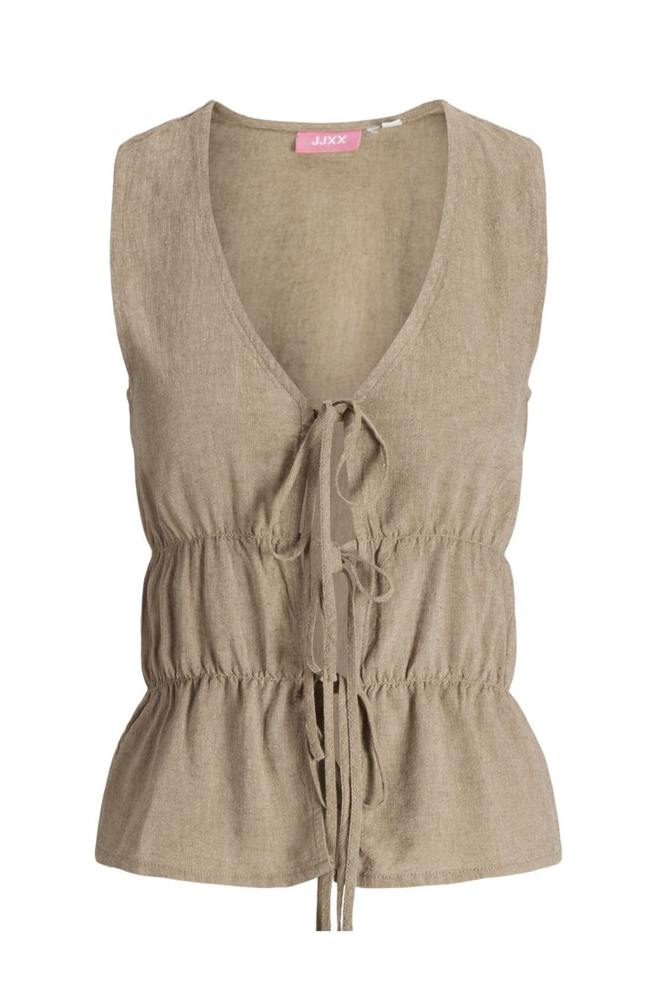 Jjxx - Jxalmira Linen Blend Tie Sl Top Ln - 4975121 Silver Mink