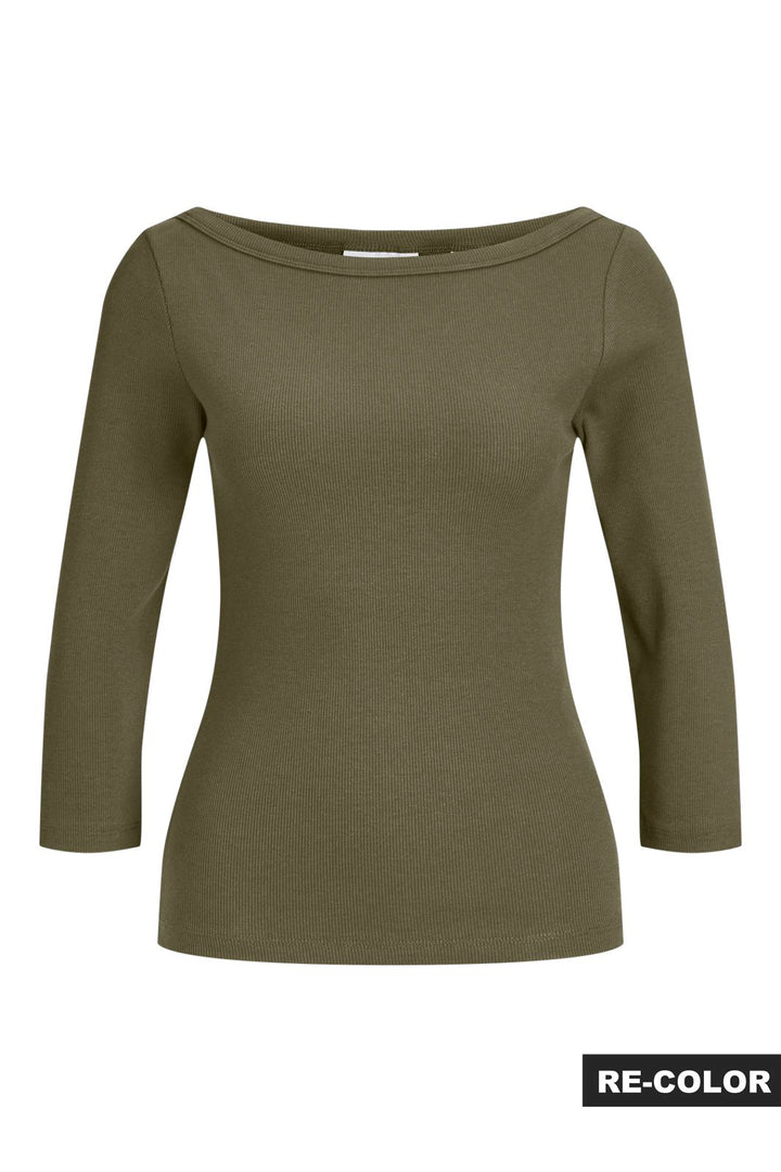 Jjxx - Jxfifi Str 3/4 Boatneck Top - 5236934 Burnt Olive