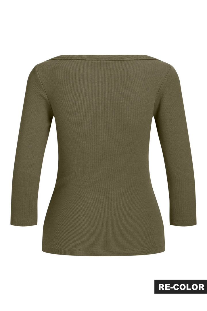 Jjxx - Jxfifi Str 3/4 Boatneck Top - 5236934 Burnt Olive