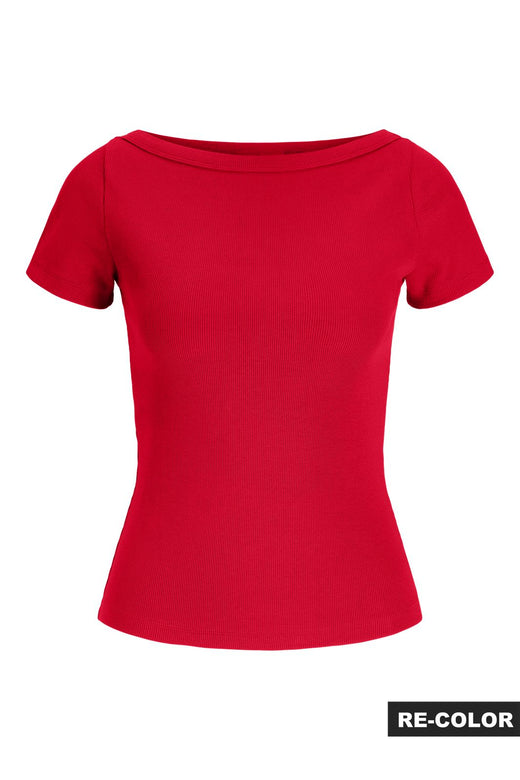 Jjxx - Jxfifi Str Ss Boatneck Tee - 5267246 Tango Red