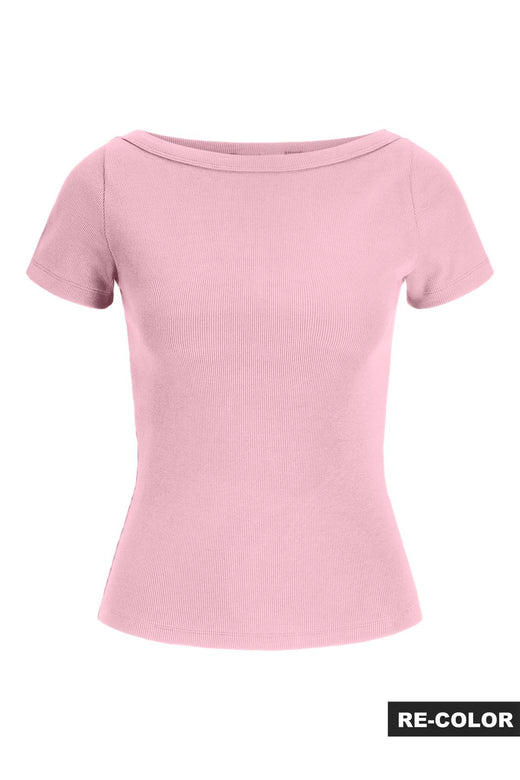 Jjxx - Jxfifi Str Ss Boatneck Tee - 5267248 Parfait Pink