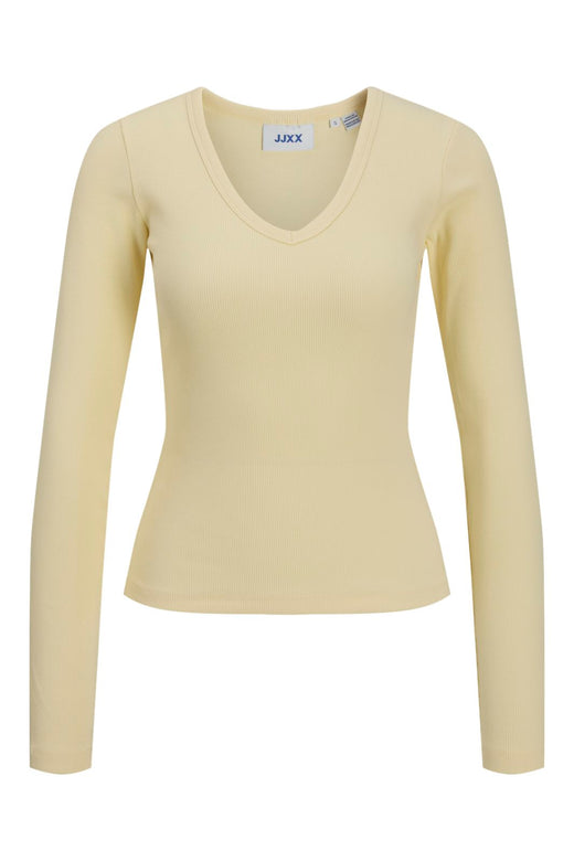 Jjxx - Jxfreya Str Ls V-Neck Top - 5144877 Pastel Yellow