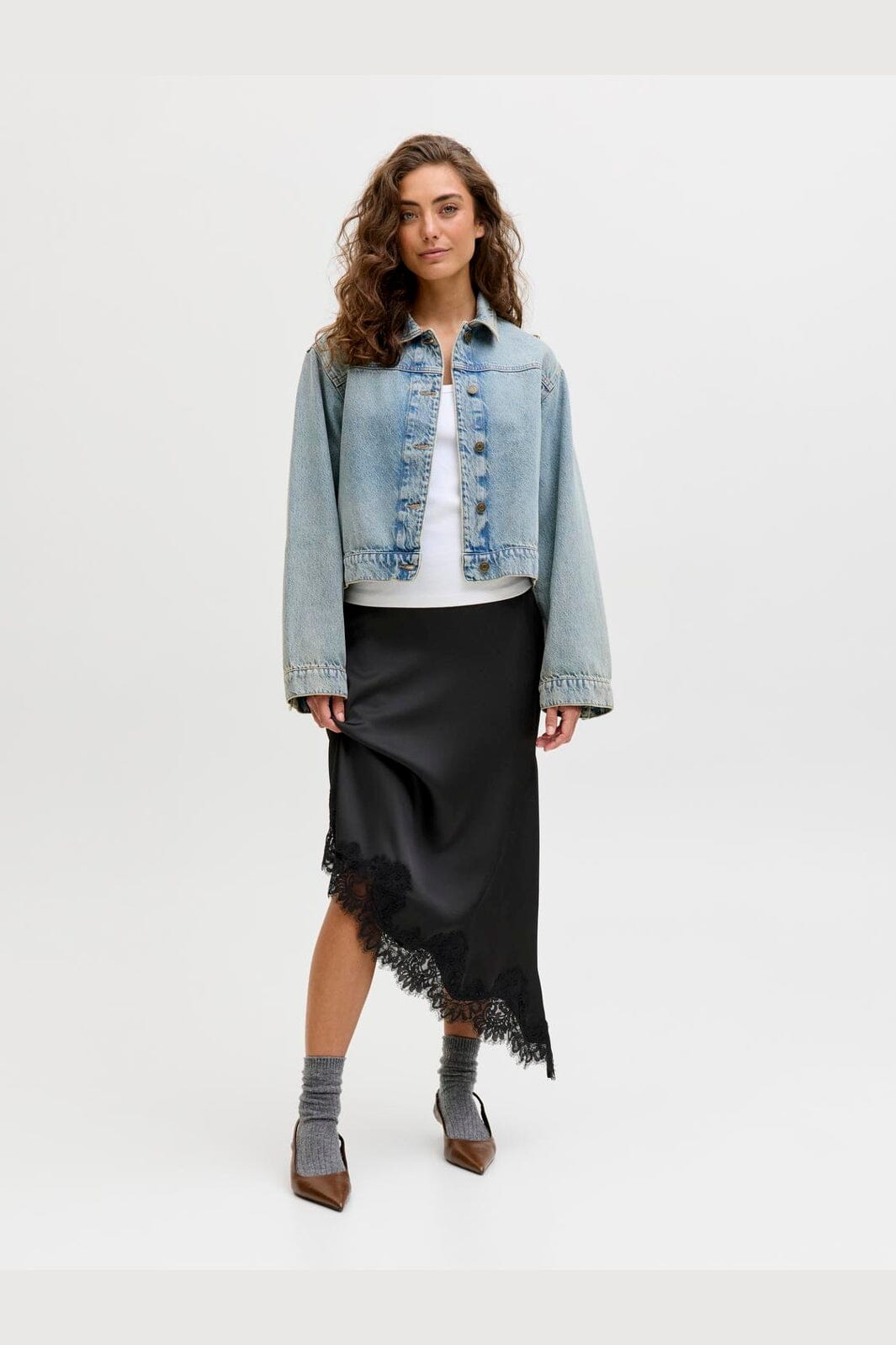Jjxx - Jxvima Satin Asymmetric Skirt Ln - 5089448 Black