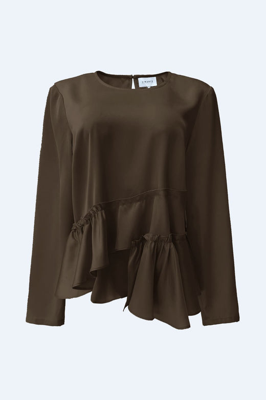 Liberte - Fie Ls Frill Blouse 22466 - Dark Brown
