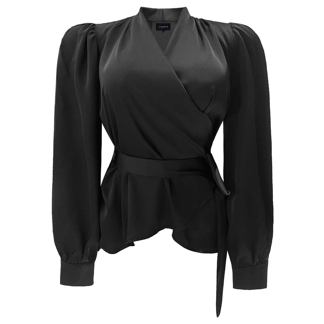 Liberte - Kiki-Ls-Wrap-Blouse 22310 - Black Bluser 