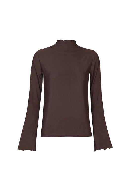 Liberte - Mesh Ls Trompet Top 22486 - Dark Brown Toppe 
