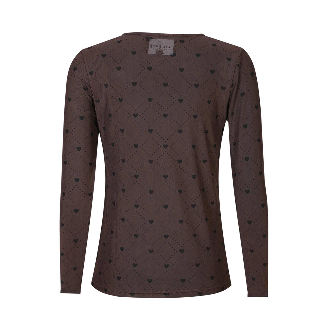 Liberte - Mesh Ls Tshirt 22065 - Dark Brown Heart Check T-shirts 